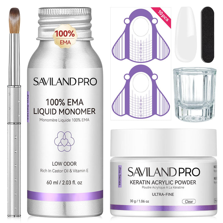 SAVILAND kit front packaging showing complete acrylic system and tools for easy use