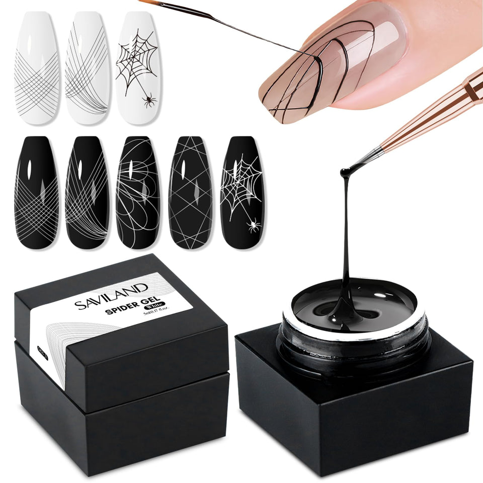 SAVILAND front packaging showing black and white spider gel set for clear identification and benefit
