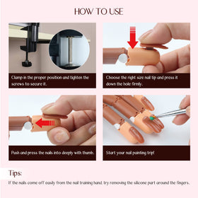 Saviland hand in use applying acrylic tips demonstrating realistic training benefit