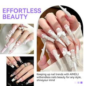 SAVILAND brush in use applying acrylic bead on nail for smooth, even coverage