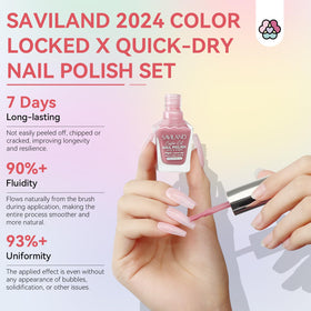 SAVILAND in-use home manicure showing fast-dry convenience and neat finish