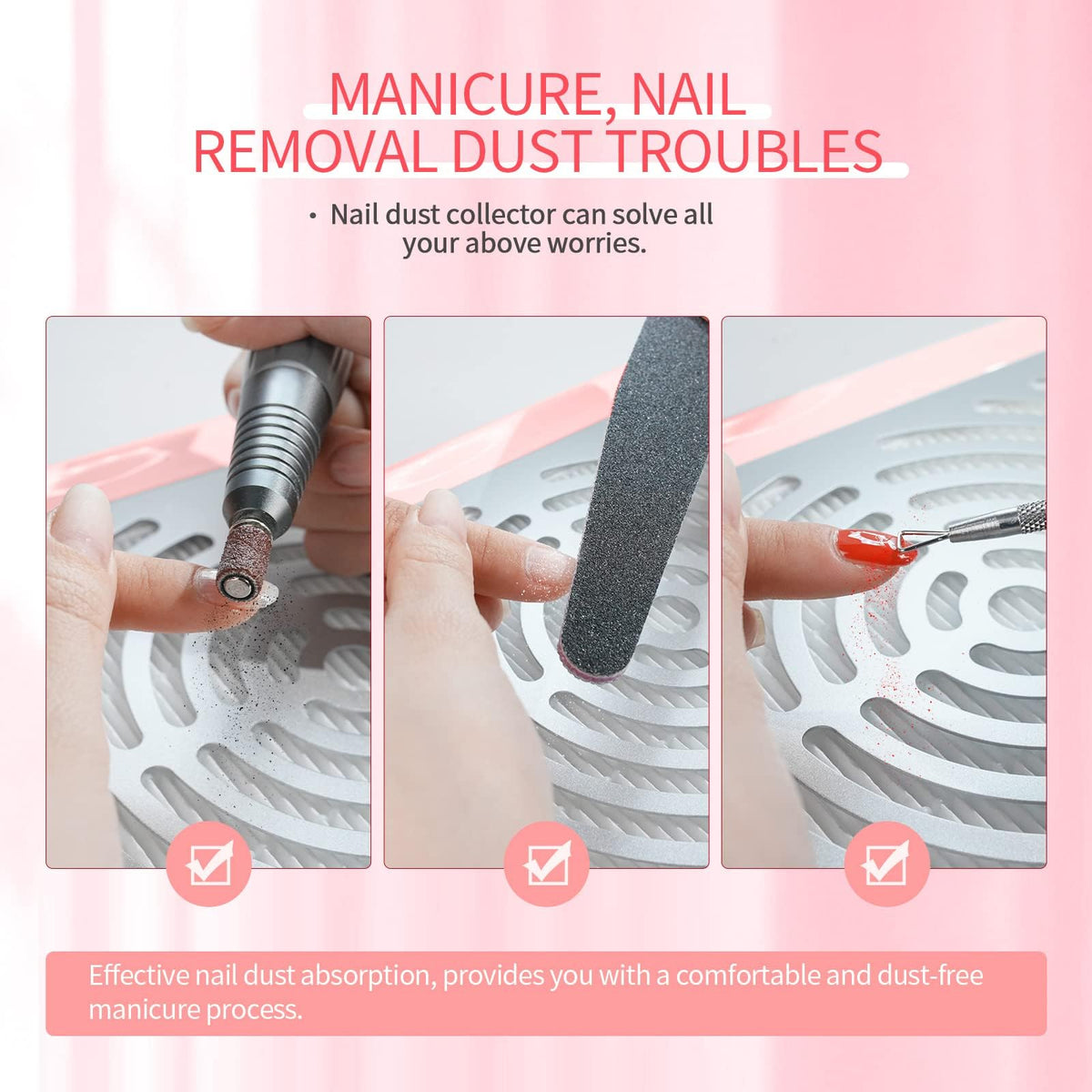 SAVILAND in-use during manicure showing dust extraction and improved air cleanliness