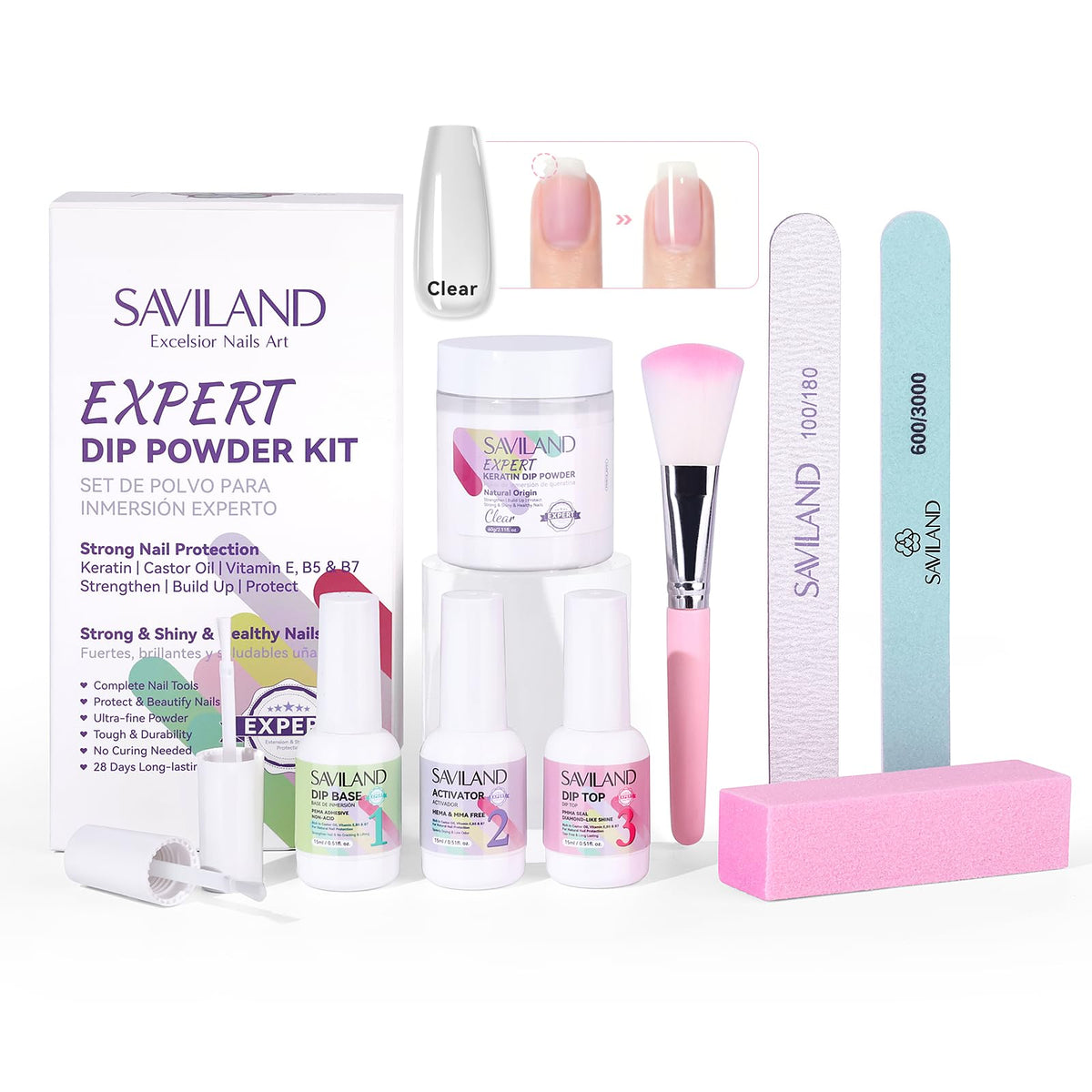 SAVILAND kit on salon station conveying professional, lamp-free workflow