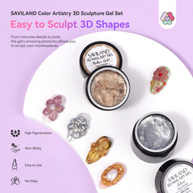 SAVILAND six metallic gel pots top view highlighting vivid pigments