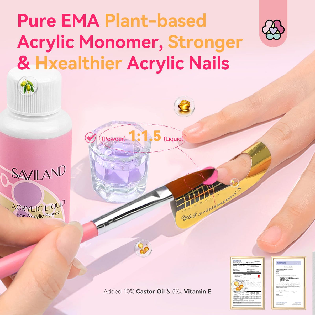 SAVILAND mini UV light curing a nail to show fast curing and glossy finish