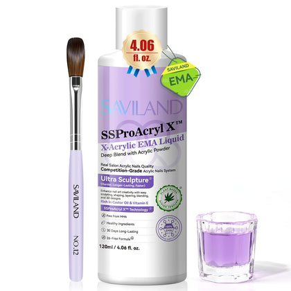 SAVILAND front bottle showing 4 oz monomer and label, clear professional presentation