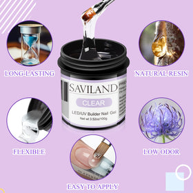 SAVILAND before and after nail extension image showing strengthened nails and glossy finish benefit