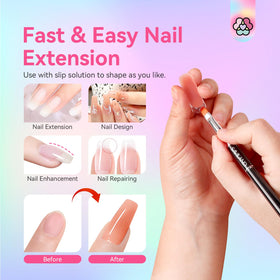SAVILAND application scene with brush shaping an extended nail for durable results
