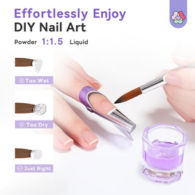 SAVILAND brush applying acrylic to nail during application demonstrating neat results