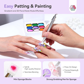 SAVILAND ombre nails in use showing smooth gradient and dimensional flowers