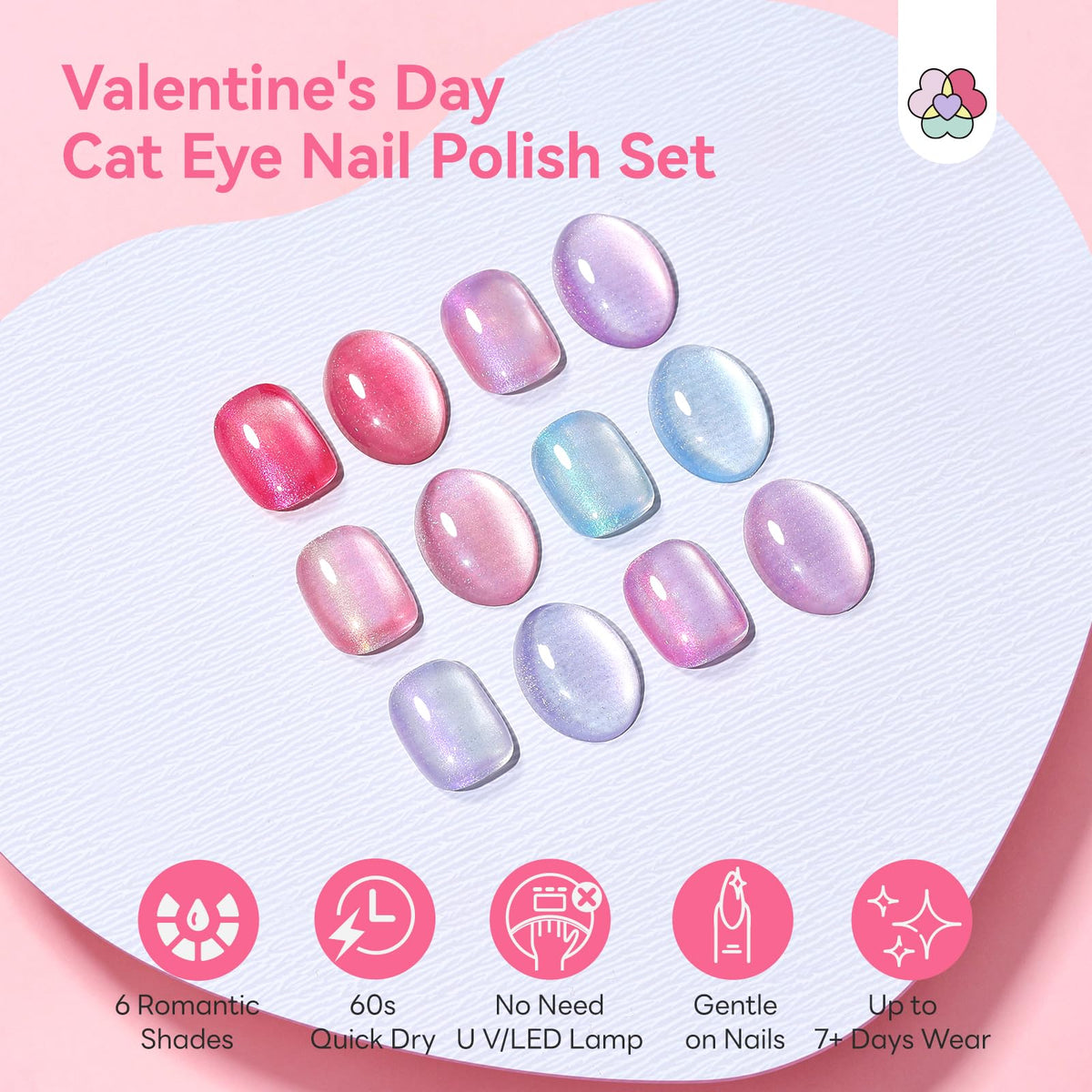 SAVILAND six 10ml bottles arranged to show coordinated romantic pink and lilac hues.