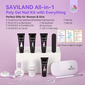 SAVILAND four poly gel jars—clear, white, pink, haze pink—ready for versatile designs