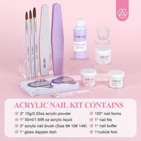 SAVILAND trio of clear white and pink acrylic powders for versatile nail looks