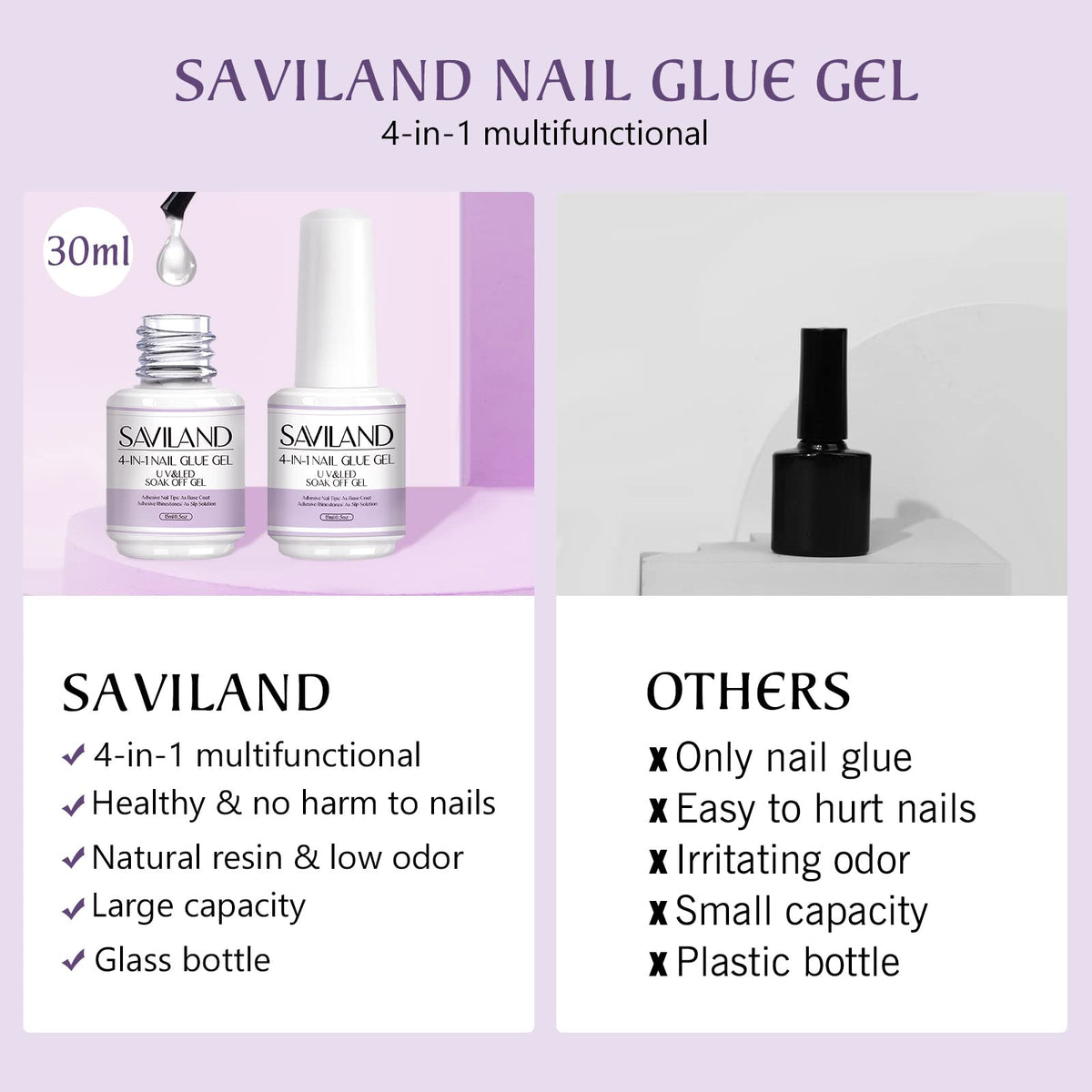 SAVILAND application on press-on nail showing clean precise placement