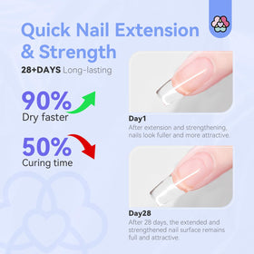 SAVILAND sculpted extended nail side view demonstrating strong flexible finish