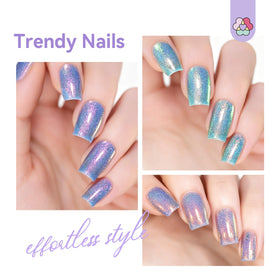 SAVILAND swatch on toenails showing holographic sparkle for pedicure shine