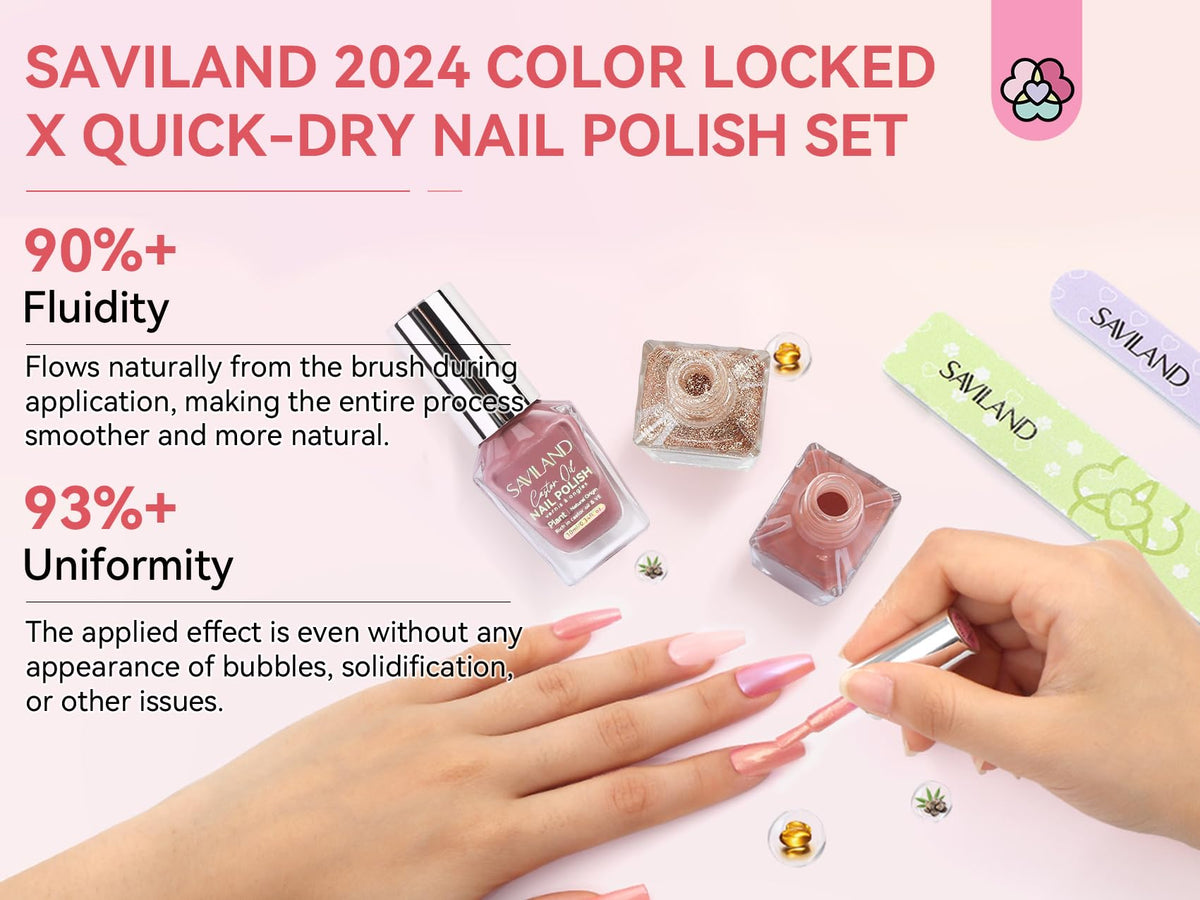 SAVILAND swatch strip displaying all six coordinating sheer nude shades