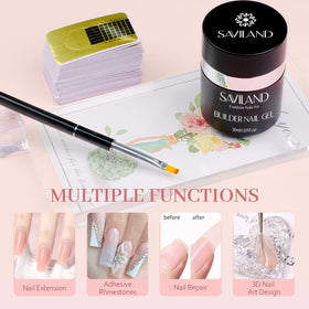 SAVILAND texture bead on brush illustrating smooth self-leveling builder gel application