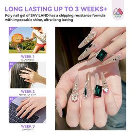 SAVILAND glossy and matte top gel bottles showing finish options for nails