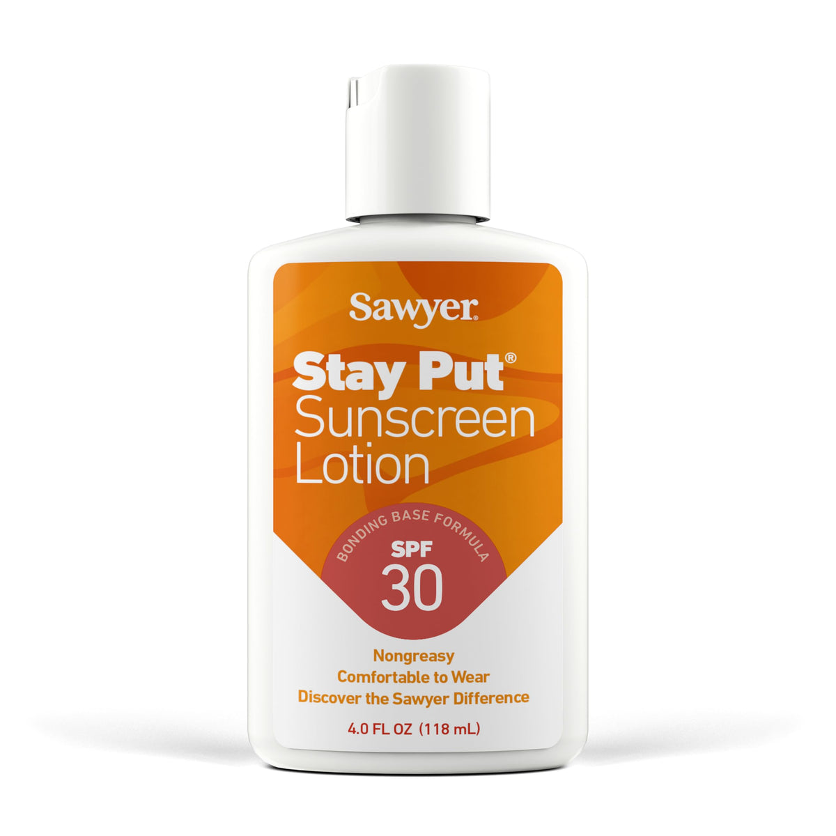 Sawyer bottle front view showing SPF 30 and compact 4 oz size benefit