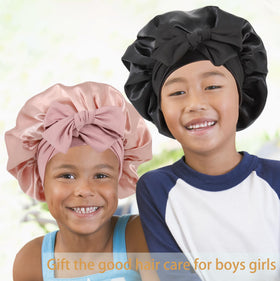 SAYMRE reversible bonnet showing print and solid sides, two styling options