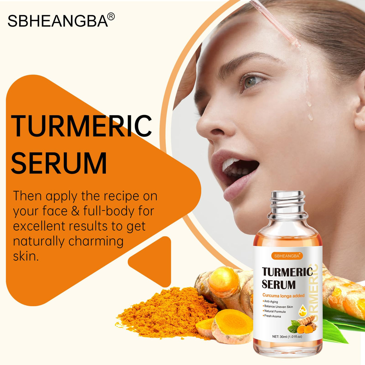 SBHEANGBA dropper dispensing a golden drop highlighting precise application