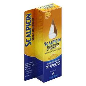 Scalpicin bottle on bathroom shelf in lifestyle setting emphasizing everyday usability
