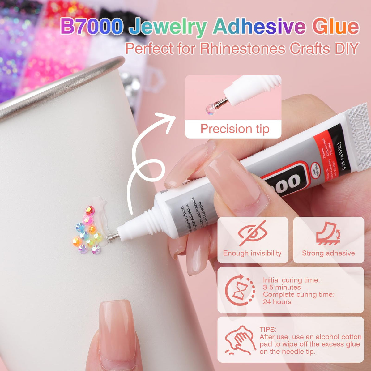 SCENIXE jewelry glue tube with metal needle tip for precise adhesive control