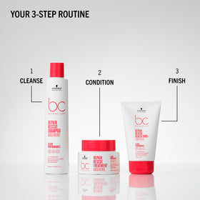 Schwarzkopf BC BONACURE applied to hair ends demonstrating quick smoothing benefit
