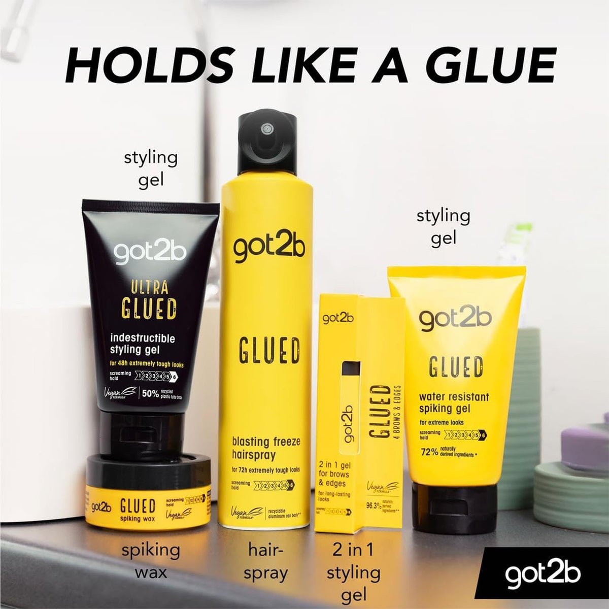 Schwarzkopf got2b glued texture on fingers demonstrating workable consistency and strong hold