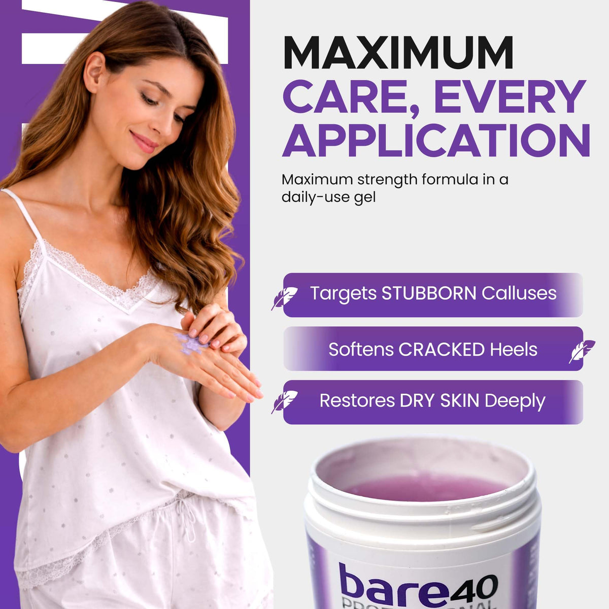 Scientific Solutions Global BARE 40 PRO jar on bathroom shelf for at-home pedicure routine benefit