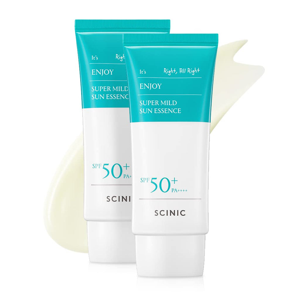 SCINIC front bottle view showing SPF50+ protection and compact design