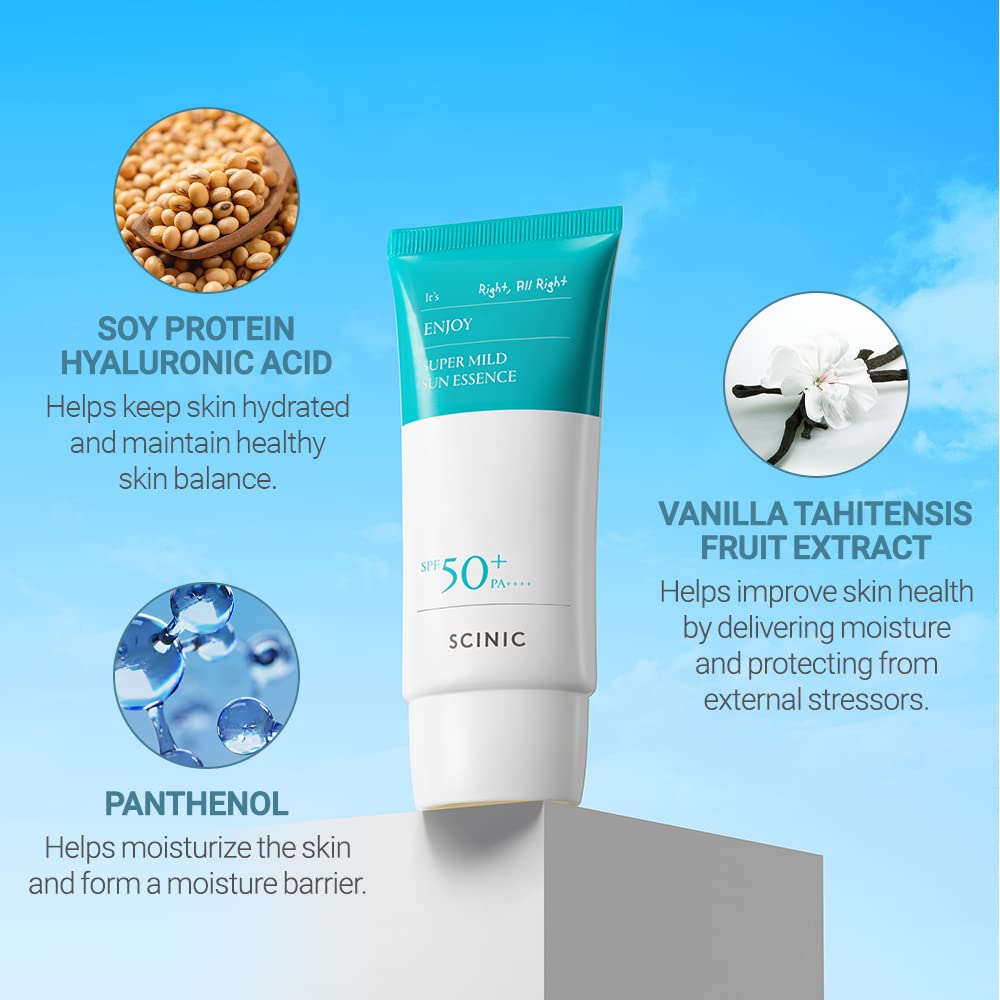 SCINIC ingredients panel with soy protein hyaluronic acid visible benefit