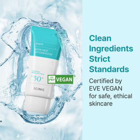 SCINIC label close-up showing ingredient clarity and vegan certification