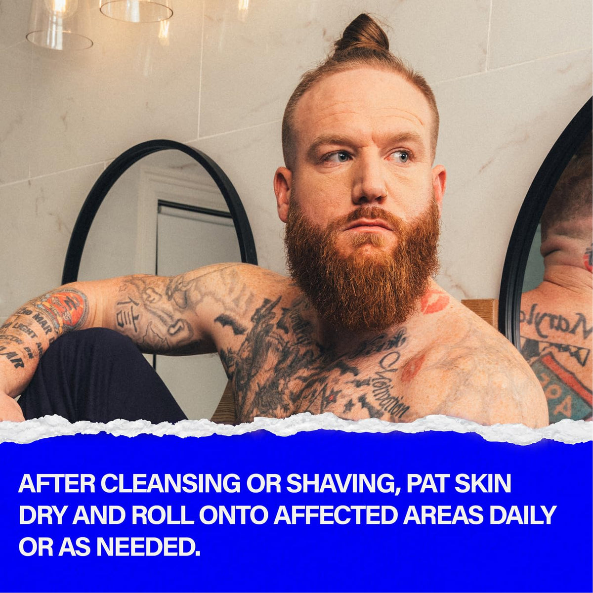 Scotch Porter before and after on jawline showing reduced bumps and calmer skin