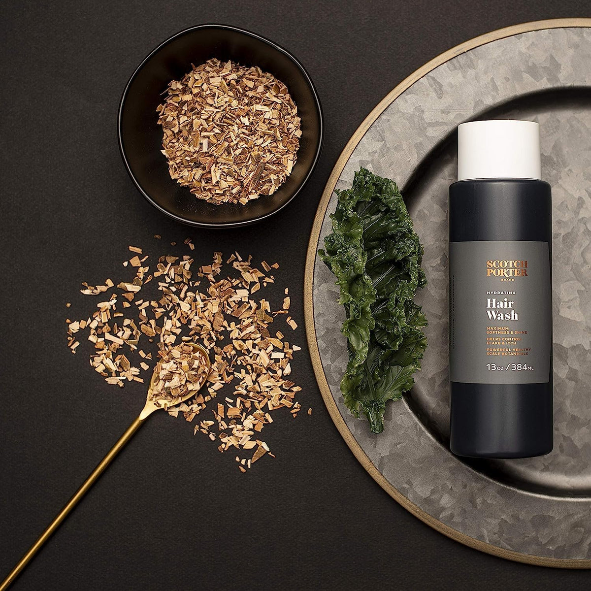 Scotch Porter bottle styled on bathroom shelf for lifestyle appeal