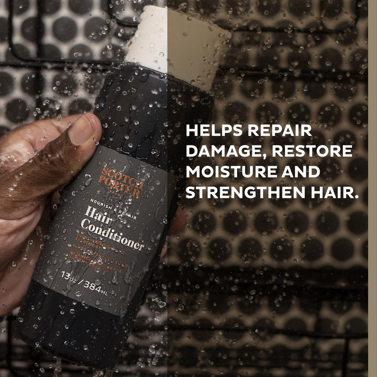 Scotch Porter conditioner pouring into hand for easy application