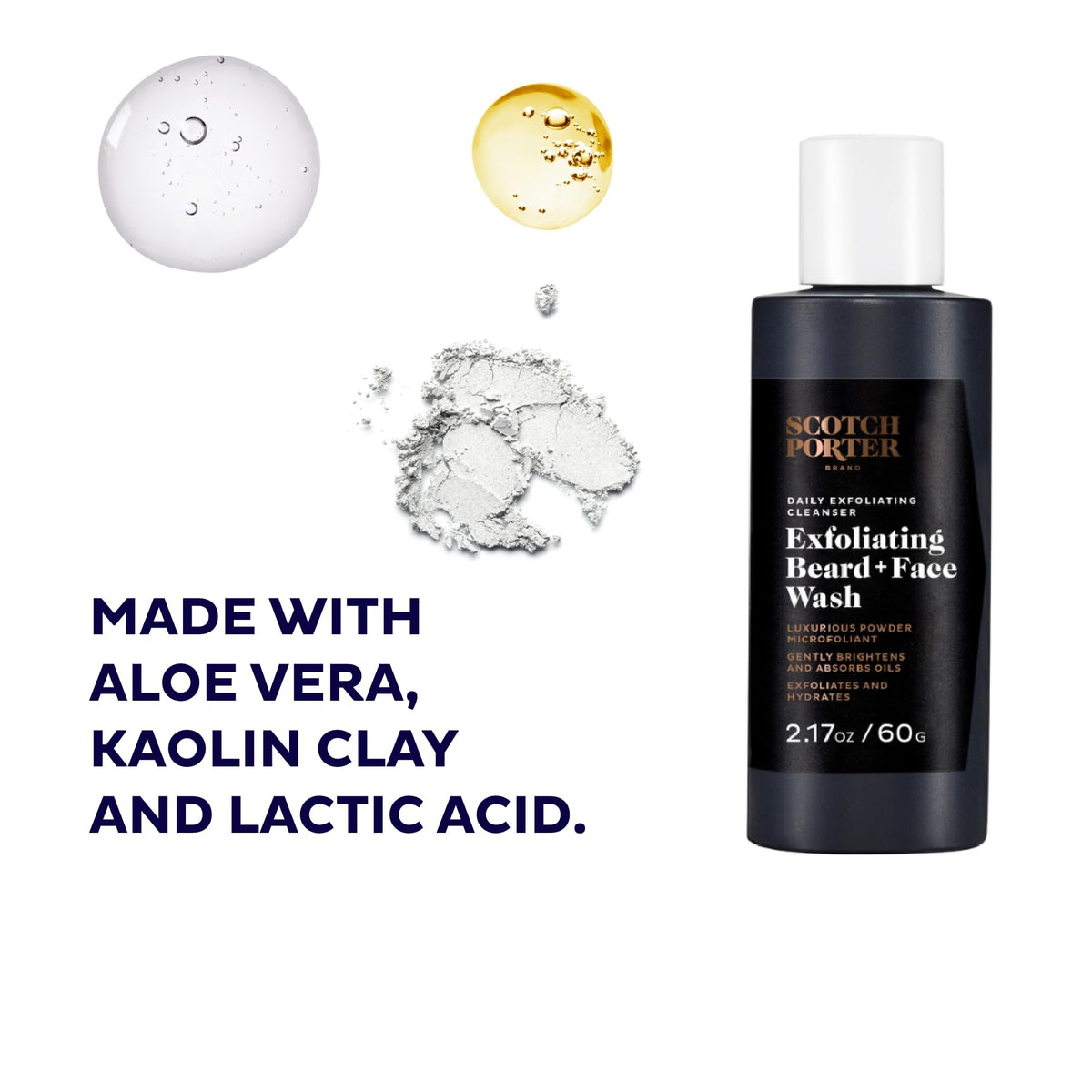 Scotch Porter creamy foam texture formed from powder that gently exfoliates skin