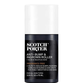 Scotch Porter front packaging roller showing bottle and label, promotes easy post-shave care