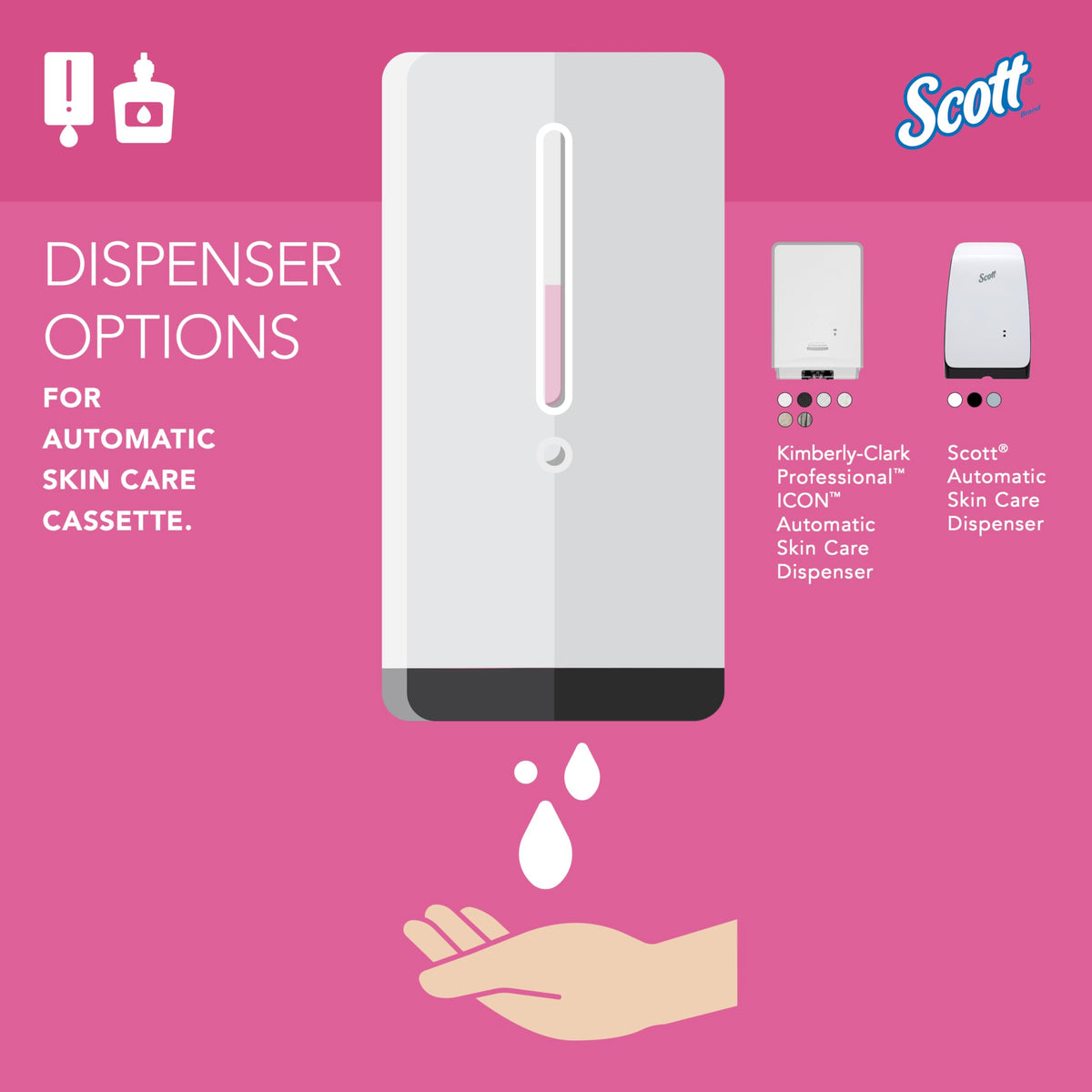 Scott Professional dispensing pink foam from dispenser showing moisturizing effect