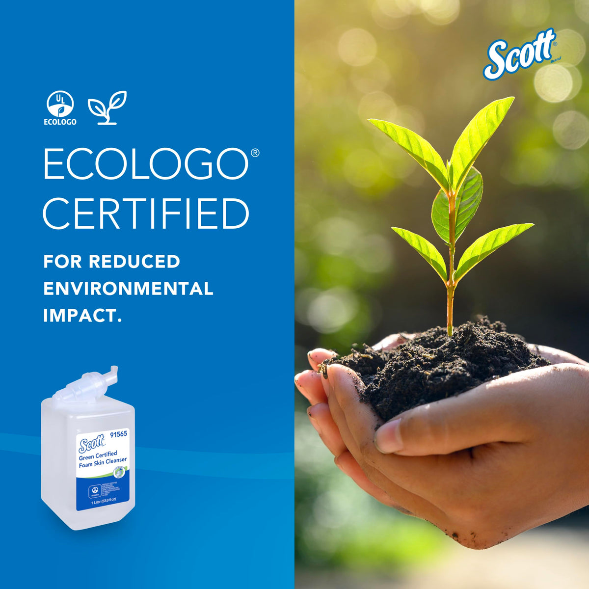 Scott Professional bottle next to a hand for size scale and high-capacity benefit