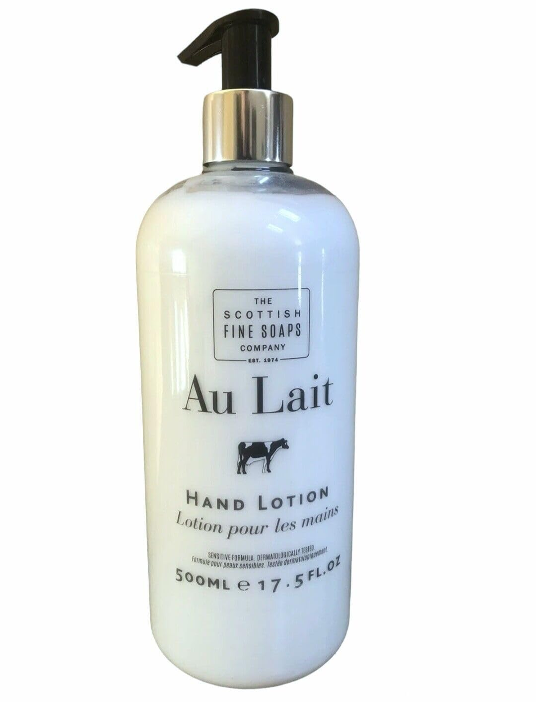 Scottish Fine Soaps front pump bottle showing label and easy dispensing benefit