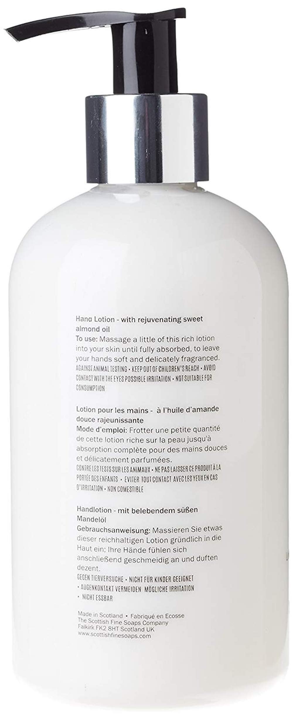 Scottish Fine Soaps pump close-up highlighting creamy texture and controlled use