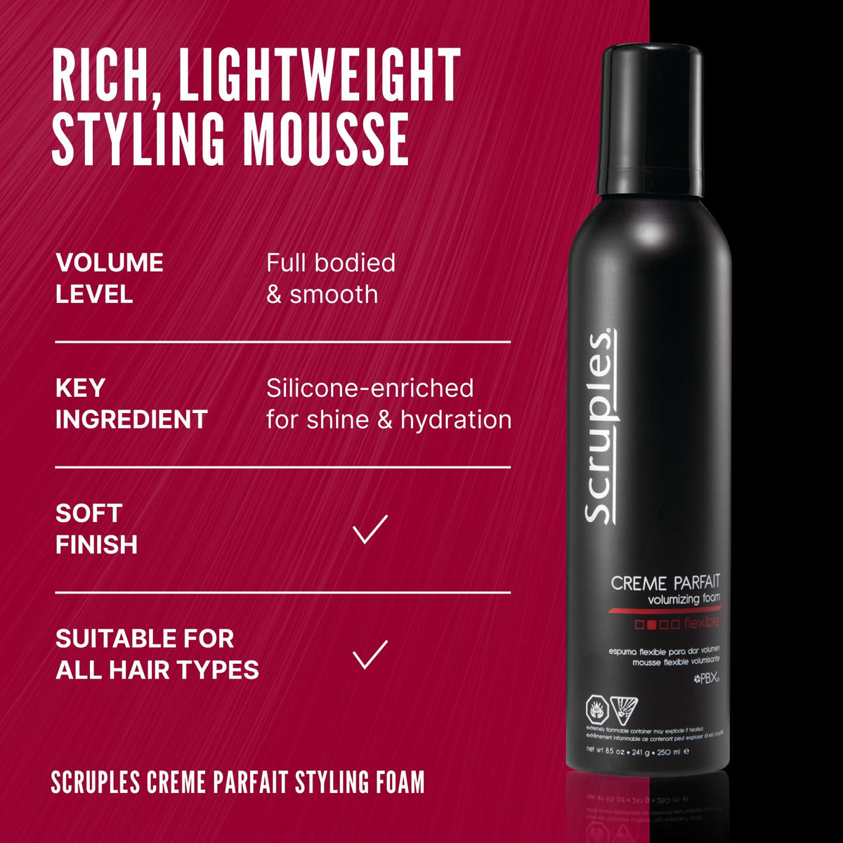 Scruples Creme Parfait label ingredient details highlighting alcohol-free formula and hydration cues