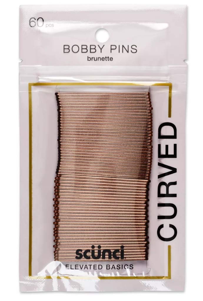 Scunci curved bobby pins package front view shows 60 pins for reliable everyday hold