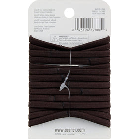Scunci black hair tie worn in a ponytail demonstrating comfortable secure hold