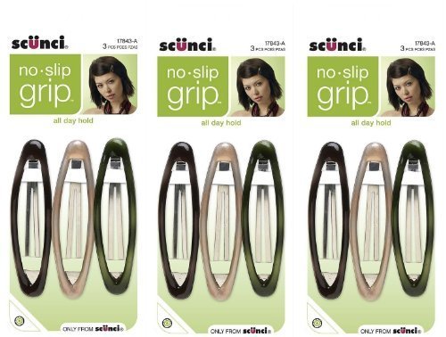 Scunci oval snap clip front view showing no-slip rubber sleeve for secure hold