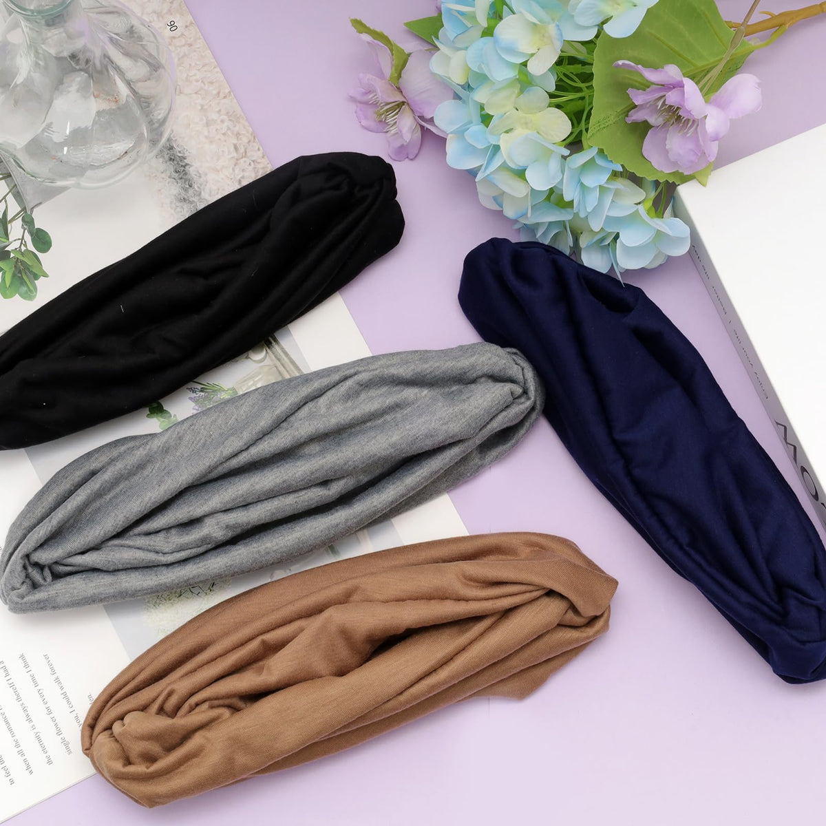 sdfvsdg folded turbans in four colors illustrating included color palette
