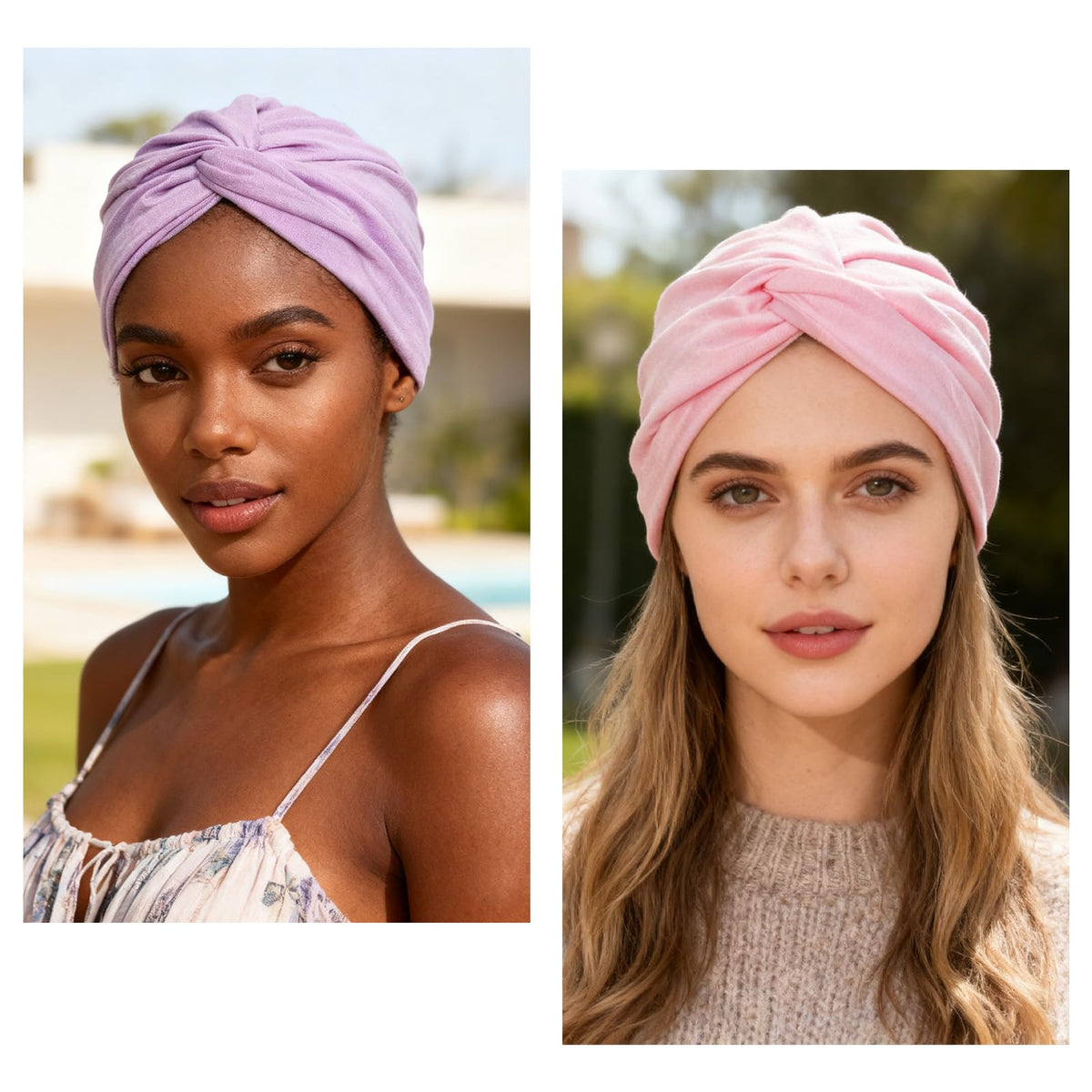 Sdfvsdg turban held in hand to show scale and elasticity for one-size-fits-most comfort
