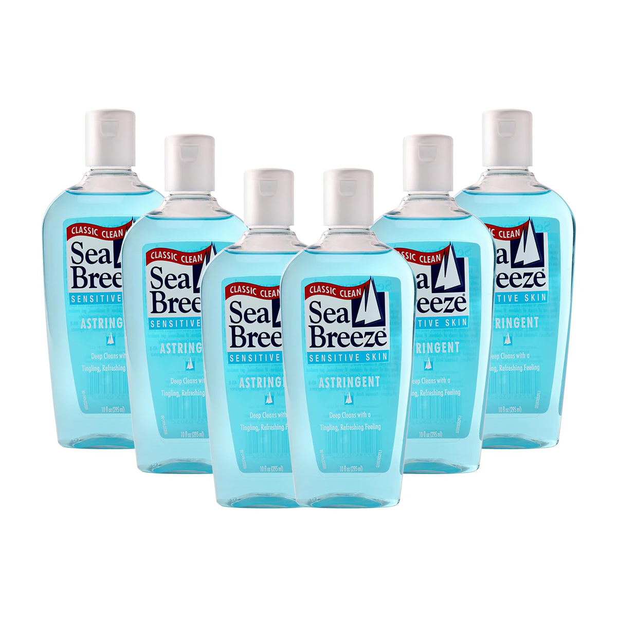 Sea Breeze sensitive skin front bottle showing cleanser and gentle deep-cleansing benefit